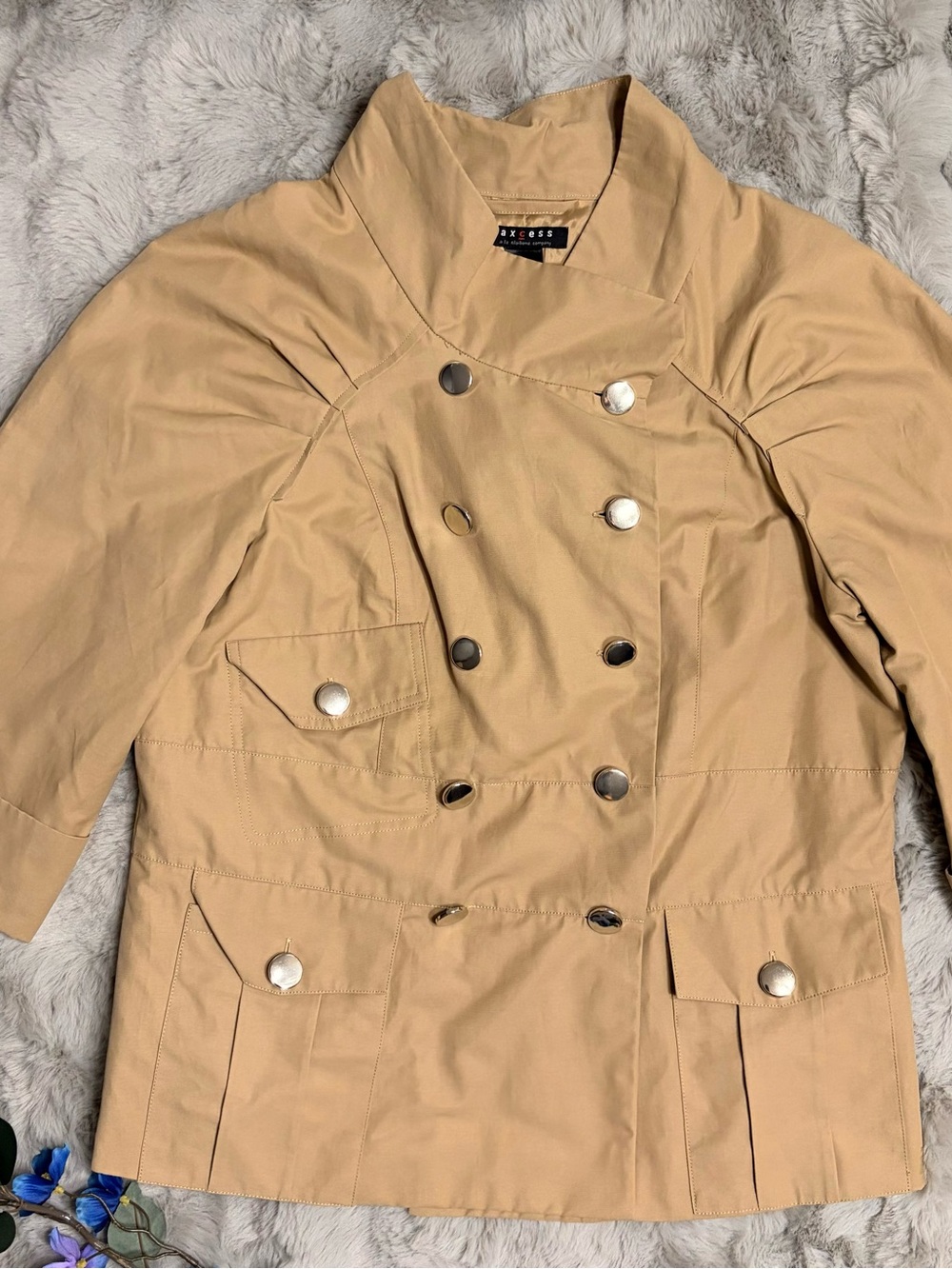 Y2K Axcess Liz Claiborne Tan Cropped Military  Trend Jacket L